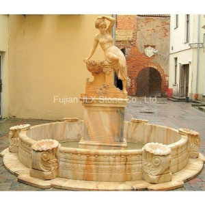 Sunset Red Marble Large Woman Sculpture Water Fountain