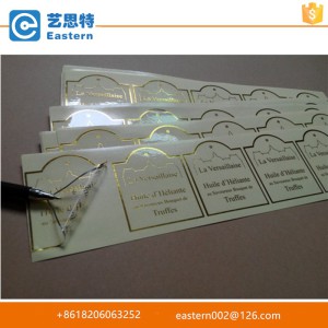 High Quality Transparent Gold Foil Printing Label